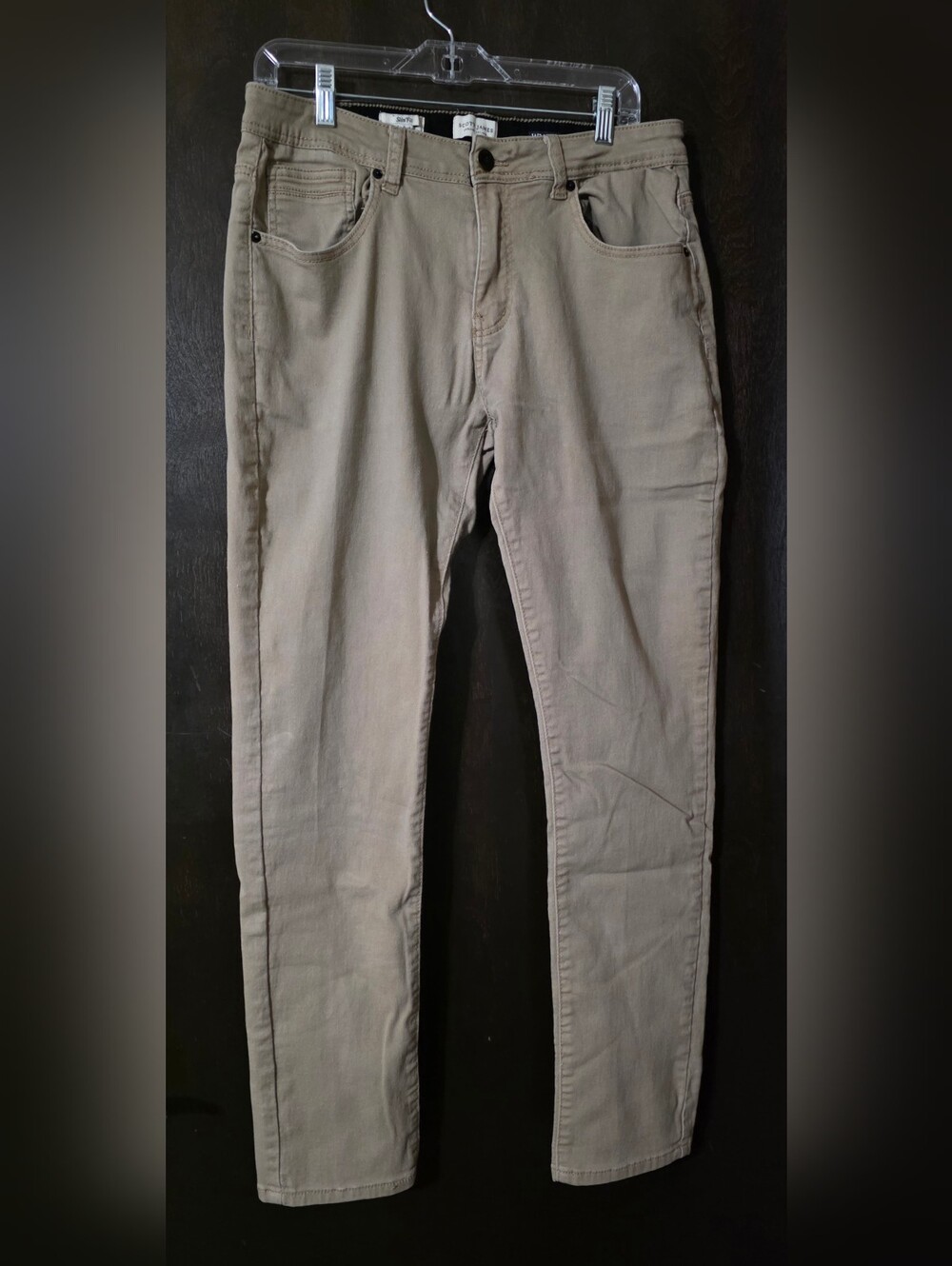 Scott James Slim Straight Relaxed Fit Chino Pants in Taupe Size 34/32